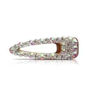 Iridescent diamond hair clip is super shiny.