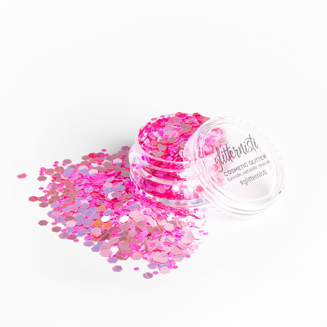Pink cosmetic glitter for your skin.