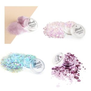 Wonderland cosmetic glitter set includes four different glitters.