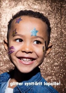 Glitter synttärit lapsille.