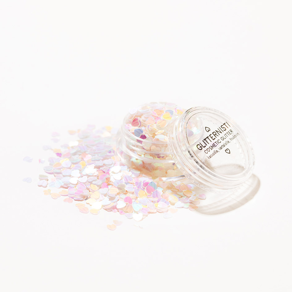 Iridescent sydän glitter nimeltä L.O.V.E