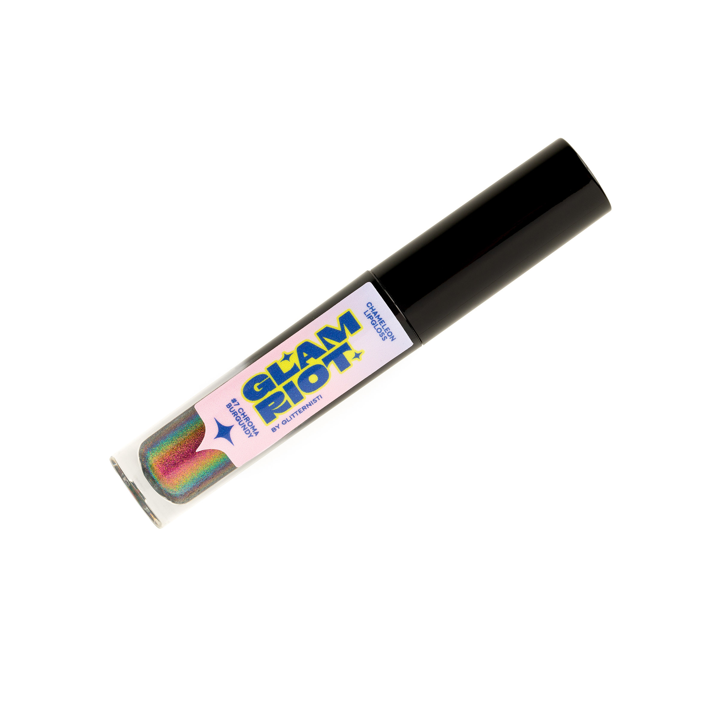 Glam Riot -meikkisarjan Chameleon Chrome huulikiilto vaihtaa sävyä valon mukana.