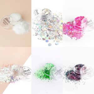 Let's festival glittersetti koostuu kuudesta eri klassikkoglitteristä eri sävyissä.